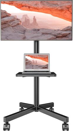 Підставка для телевізора на підлозі, мобільна, для плазмових/LCD/LED телевізорів 23-60 дюймів, з полицею для ноутбука, регульована по висоті, вантажопідйомність до 40 кг, VESA до 400x400 мм