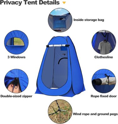 CLIPOP Portable Pop-Up Privacy Tent - Outdoor Shower & Changing Tent with UV Protection - Beach, Camping, Fishing - Includes Carry Bag