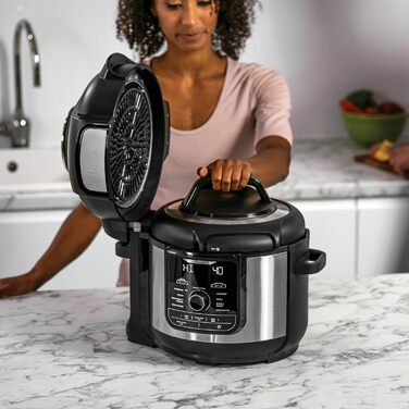 Ninja Foodi MAX Multi-Cooker, 7.5L, 9-in-1 Multi-Cooker, Pressure Cooker (Fast Cooking), Air Fryer (Hot Air Frying), Slow Cooker (Slow Cooking), Grilling and more, Brushed Steel & Black, OP500EU