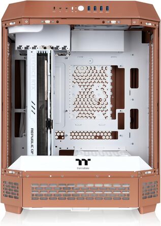 Корпус для ПК Thermaltake The Tower 600 Mocha Mousse, вертикальний Mid Tower, підтримка E-ATX/ATX, загартоване скло, підтримка радіатора 420 мм, Hidden Connector
