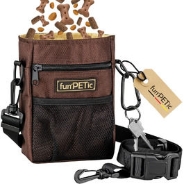 Набір для годування тварин funPETic: сумка для корму з 4 відділеннями, складна миска з силікону, кишеня для ласощів та карабін. Підходить для собак, котів, коней.