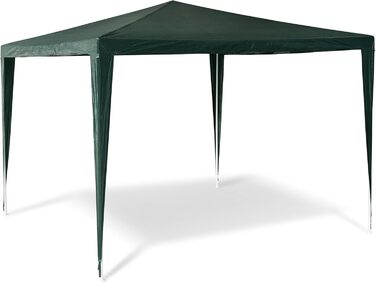 Relaxdays HBT Pavilion Tent: 2.5 x 3 x 3 m Garden Pavilion with a square footprint and a 100% PE roof. Party tent for festivals or celebrations. Pavilion with steel frame. Pavilion, white (Green)