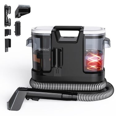 Портативний пилосос для чищення м'яких меблів Lubluelu 600 Вт, 18 кПа, з функцією самоочищення та насадкою для килимів, диванів та авто (чорний)