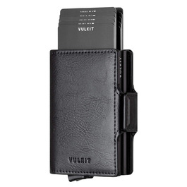 Чоловіче шкіряне картхолдер VULKIT з RFID захистом: для карток та грошових купюр (чорний)