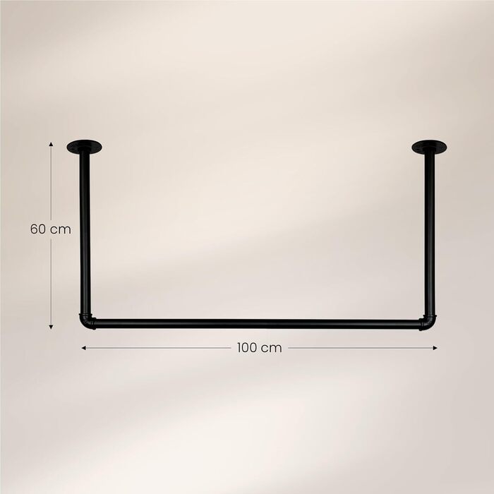 Clothes Rail Wardrobe Industrial Design for Ceiling | Width 70 cm x Height 50 cm | Ceiling Mount | Wardrobe Rail | Dressing Room | Bedroom | Hallway | Walk-in Closet (Width 100 cm x Height 60 cm)