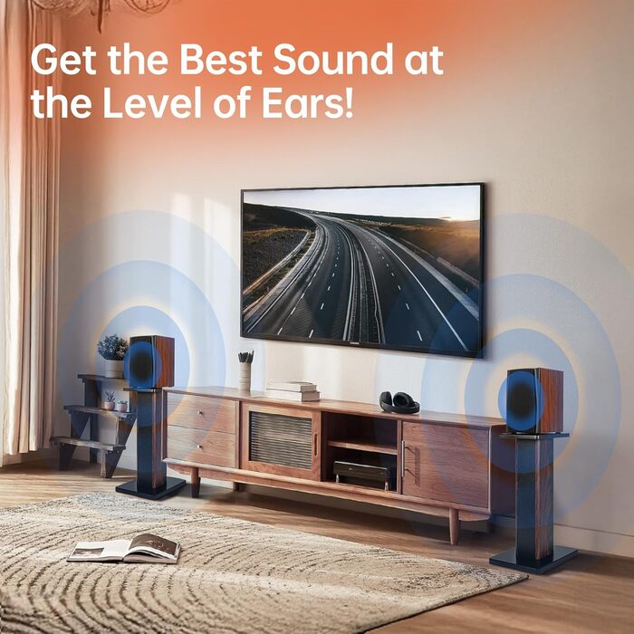 Підставка для акустики OUUTMEE 60 см (24 дюйми) з дерева – міцна підставка Hi-Fi для домашнього кінотеатру, універсальний тримач для акустичних систем для книжкових полиць з пісочною засипкою (2 шт.)