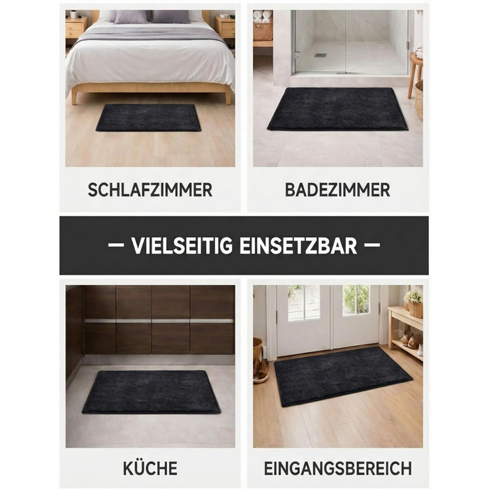 При স্বাগতний килимок 50x80 см з мікрофібри, протиковзний вологопоглинаючий килим для дому, кухні та ванної кімнати, сірий