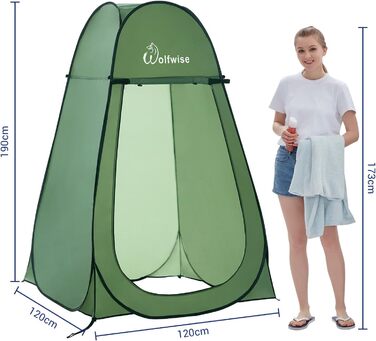 WolfWise Pop-Up Privacy Tent - Portable Camping Shower & Toilet Tent - Outdoor Changing Room & WC Shelter for Hiking, Beach & Travel
