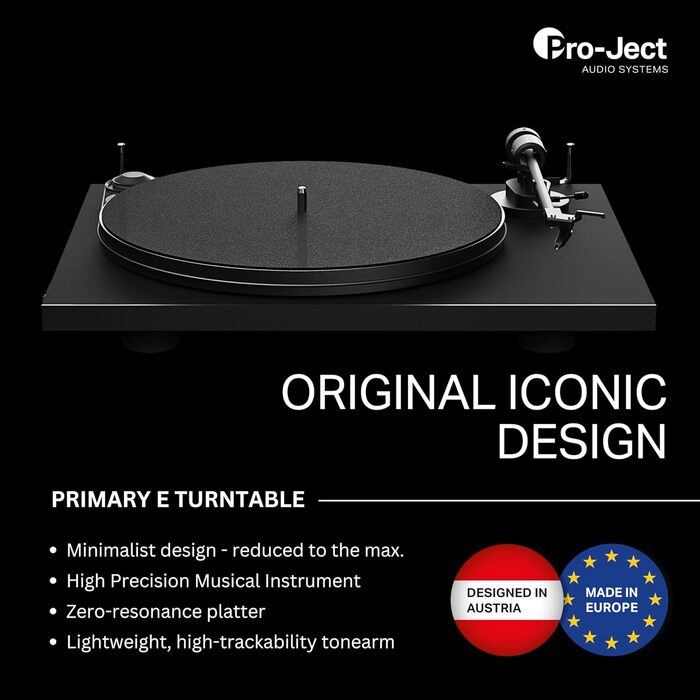 Pro-Ject Primary E White – Вініловий програвач для аудіофілів, Plug&Play