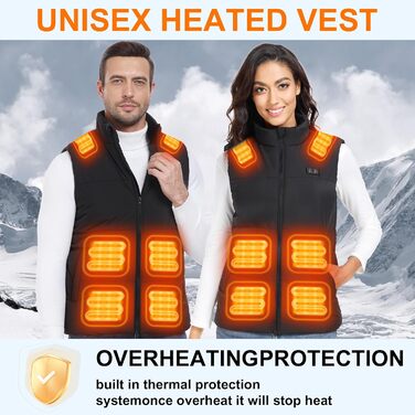 Обогреваемый жилет для мужчин и женщин 7,4V с аккумулятором 20000mAh, до 12 часов быстрого нагрева, 15 зон нагрева – для велоспорту, кемпинга и работы зимой, XS, глубокий черный