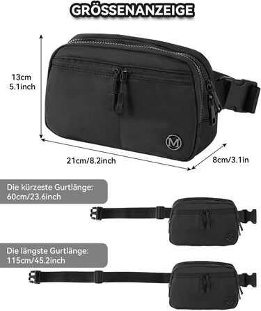 Гірчатка поясна 2L Mokze для чоловіків та жінок - стильна поясна сумка з регульованим ремінком, водонепроникна, для бігу, їзди на велосипеді, подорожей, темно-синій (чорний)