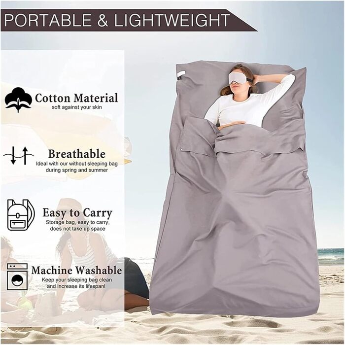 GIJMZY Sleeping Bag Liner Breathable Portable Sleeping Bag Liner Sleeping Bag Travel Mat Camping Outdoor Sleeping Bag Set Hotel Room Liner