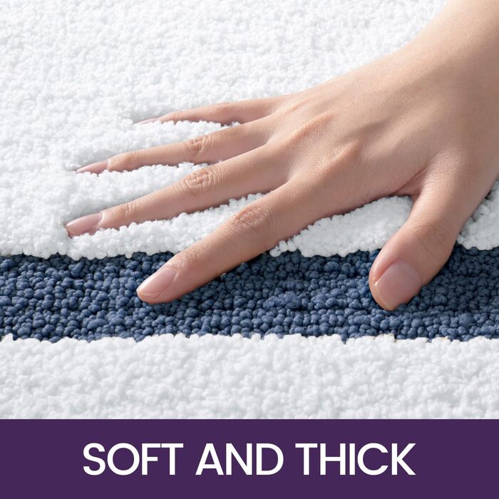 DEXI Non-Slip Bathroom Rug - Soft, Washable Bath Mat - Oval Absorbent Rug for Shower, Bathtub, Toilet Decor (61 x 110 cm, Blue)