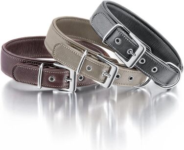 Нашийник для собак Knuffelwuff Glendale з м'якої шкіри, 48-55 см, колір Natur (53-60 см обхват шиї)