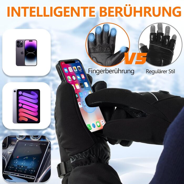 Грілки для рук жіночі та чоловічі з акумуляторами 6000mAh, 3 режими, водонепроникні, сенсорні, для катання на лижах, піших прогулянок та велоспорту (L)