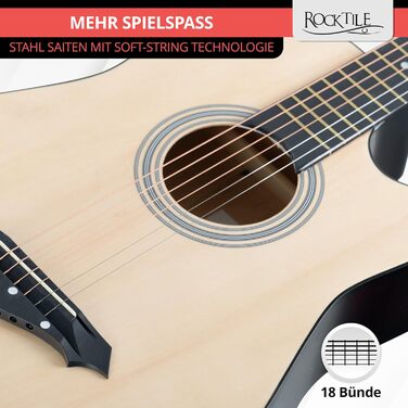 Rocktile WSD-5C-NT: Акустична гітара Western Slim Line Dreadnought - Натуральний колір (з аксесуарами)