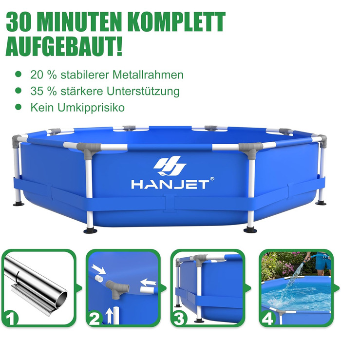 Басейн сталевий каркасний блакитний 305x76 см для дачі та саду