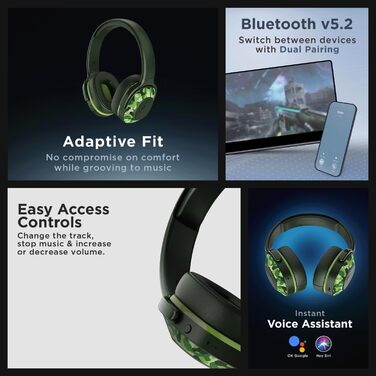 Boat Rockerz 425 Бездротові навушники Bluetooth з мікрофоном, армійний колір, 25 годин роботи, Bluetooth V5.2, ENx-технологія, швидка зарядка