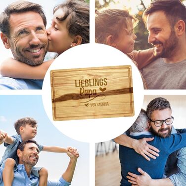 PR Print Royal Large Wooden Board with Engraving - Ash Wood, 40 x 25 x 2 cm - Favorite Dad - Personalized Cutting Board, Gifts for Dad for Birthday | Personalized Gift