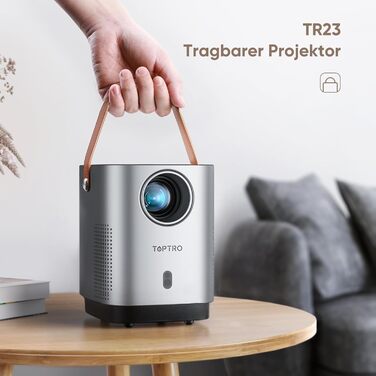 Портативний проєктор TOPTRO Mini Beamer - 18000 люмен, 1080P Full HD, WiFi6, Bluetooth, 4D/4P корекція трапеції, електрофокус, захист від пилу, 200 дюймів для TV Stick/Smartphone/HDMI/USB