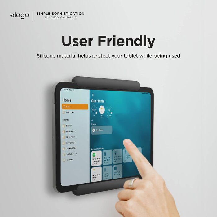 Тримач для планшета elago Home Hub Mount для Apple iPad, iPad Air/Pro, Samsung Galaxy Tab та інших планшетів, силіконовий, з кабельний-менеджментом, темно-сірий