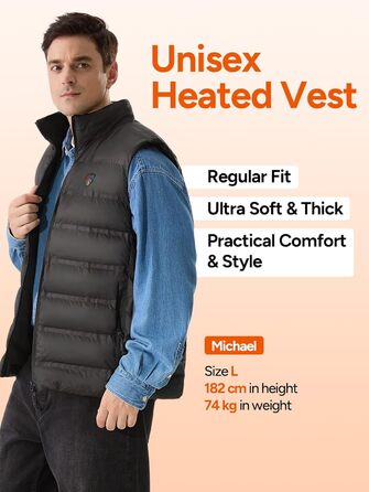 Обогревна жилетка Dr. Prepare для чоловіків та жінок, електроопалювальна жилетка з регулюванням температури, унісекс, з акумулятором, для активного відпочинку, спорту та подорожей (XL, Обогревна жилетка з Powerbank)