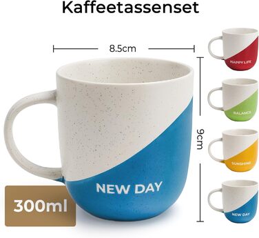 Набір кавових чашок Miamio 4 шт. по 300 мл з приколами. Подарунок для мами, тата, друзів, сім'ї. Безпечно для мікрохвильовки та посудомийної машини (Дизайн A)