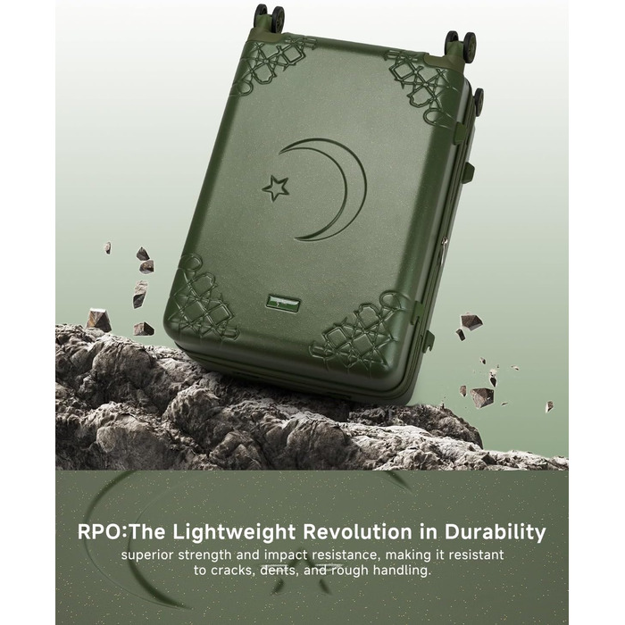 Набір валіз Sea Choice: 3 валізи з жорстким корпусом, розширювані, з 4 колесами, легкі, з TSA замком (зелений, ручна поклажа 20 дюймів)