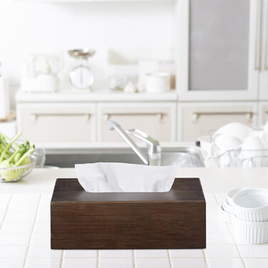 Relaxdays Bamboo Towel Box Dark Brown