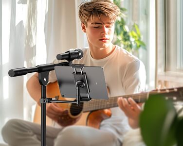 Алюмінієва підставка для iPad з мікрофонним кріпленням Elitehood, чорна