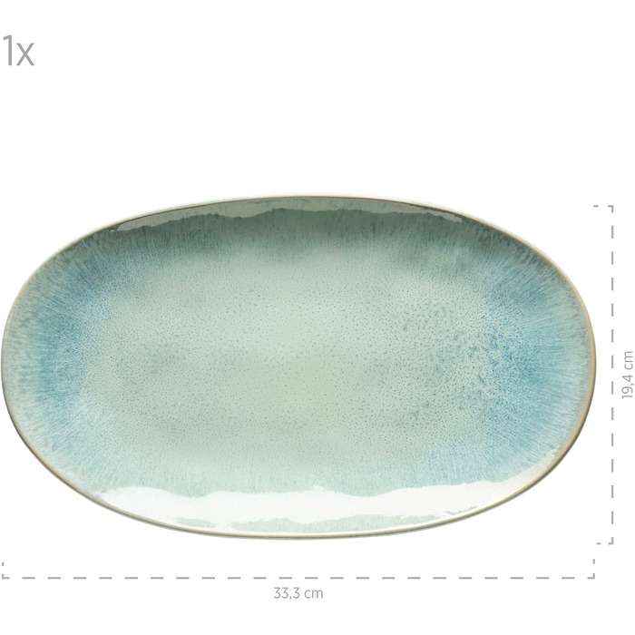 Mäser Serving Platter Set, Stoneware Frozen Green, 39.0 x 21.0 x 25.0 centimeters