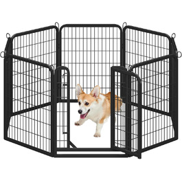 Yaheetech Folding Dog Playpen - 100cm High, 6-Panel, Portable Dog Kennel with Door for Indoor & Outdoor Use - Easy Assembly