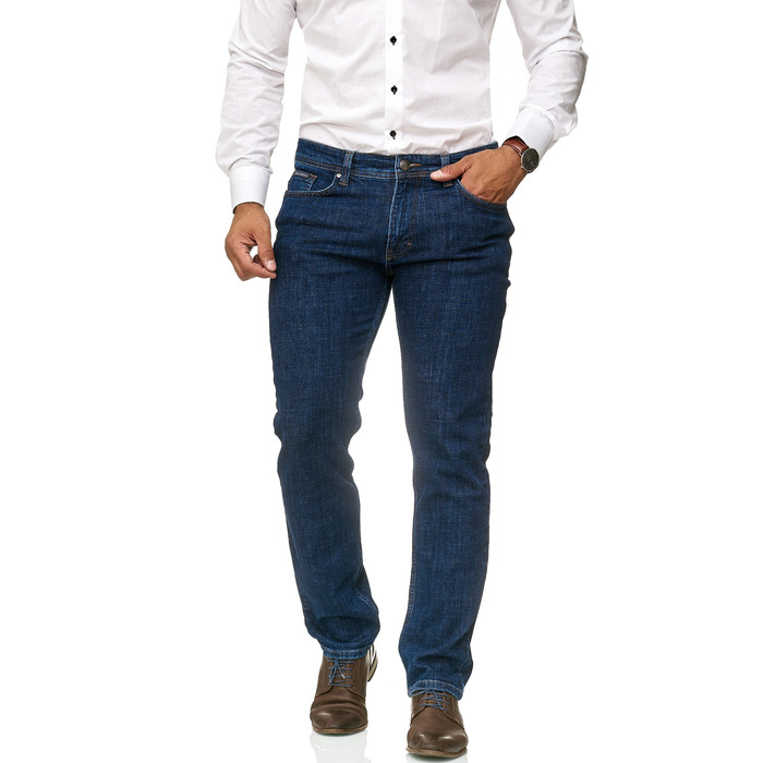 Чоловічі джинси BARBONS Regular Fit Stretch - прямі, блакитні (36W/30L) - якісні джинси для бізнесу та відпочинку