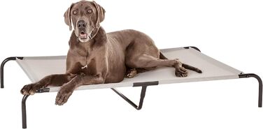 Amazon Basics Elevated Dog Pet Bed, Gray, Size 130 x W 80 x H 19 cm (XL)