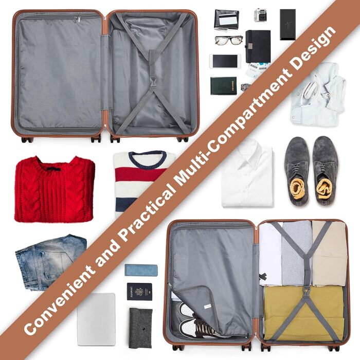 Чемодан KONO 24 дюйми, ABS, з TSA-замком, 4 колеса, 65×44×25.5 см, кремовий