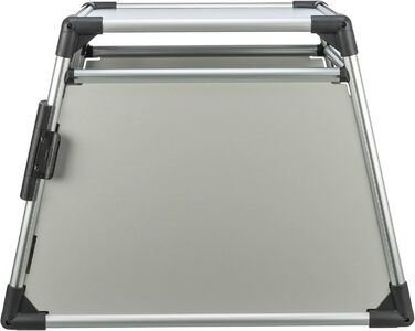 Тріксі переносна клітка для собак з алюмінію, срібна - M–L, 60x65x86 см, стабільна та тиха, з безпечним замком та неслизьким килимком - 39342, для однієї собаки