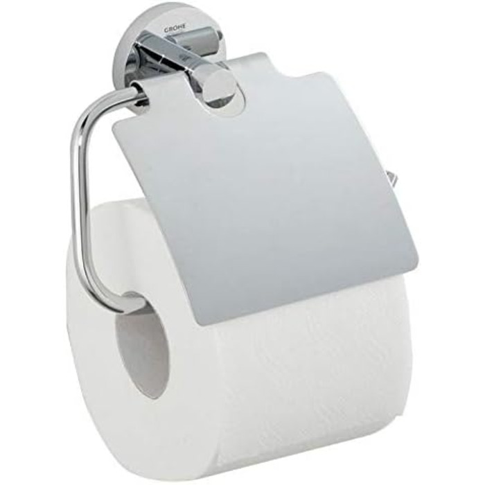 GROHE Essentials Bundle | Toilet Brush Set & Essentials Toilet Paper Roll Holder | with lid, chrome