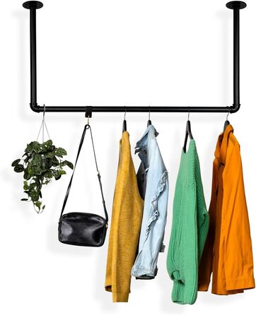 Clothes Rail Wardrobe Industrial Design for Ceiling | Width 70 cm x Height 50 cm | Ceiling Mounting | Clothes Rail | Dressing Room | Bedroom | Hallway | Walk-in Closet