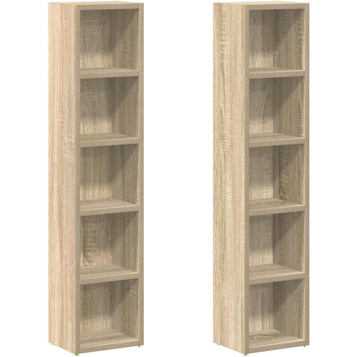vidaXL CD-стелаж для 160 дисків, настінний, дуб Сонома, 2 шт., 21x16x93,5 см, МДФ, для офісу та дому