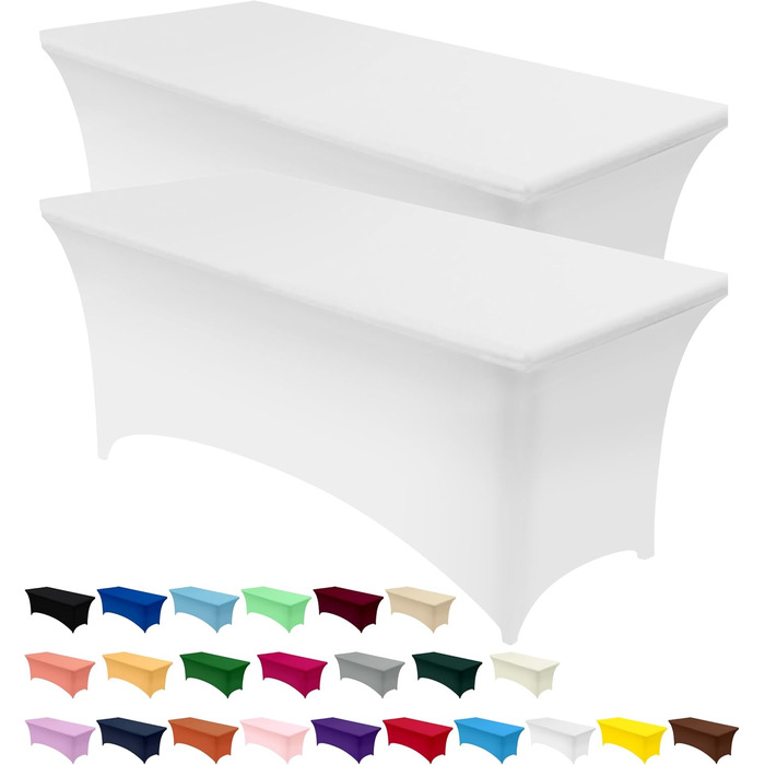 Utopia Kitchen Spandex Tablecloth 2 Pack [5FT, White] - Tight-Fitting, Precision-Fit, Washable, and Wrinkle-Free Tablecloth for Outdoor Events, Weddings, Banquets & Parties [183Lx76Wx76H] cm