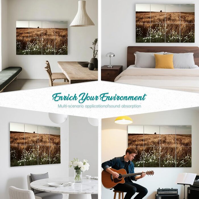 Акустичні гексагональні панелі Mollywell для шумоізоляції стін, 35.6 x 30.5 см, набір 8 шт, звукопоглинаючі плитки від ехо та реверберації для вітальні та спальні, кольори: глибокий верблюжий, коричневий, чорний, бежевий