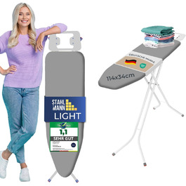 Відпарювальна дошка STAHLMANN® 114x34 см сірого кольору з неслизькими ніжками – міцна та стабільна – Made in EU