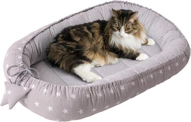 Килимок для кота та собаки Medi Partners 75x60x10 см, м'який лежак зі зірками, для котів та собак середніх розмірів