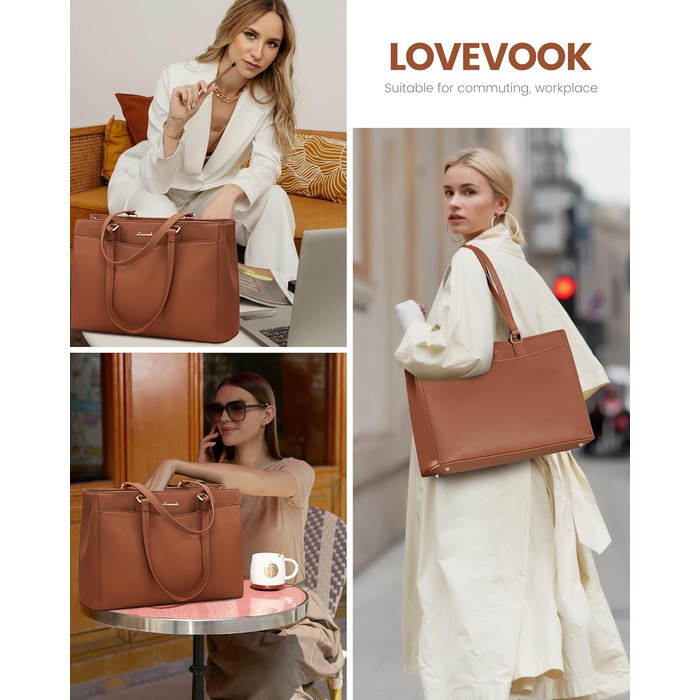 Сумка для ноутбука LOVEVOOK жіноча 17 дюймів, коричнева: ділова сумка, портфель, сумка для університету, школи, офісу