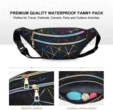 Спортивна поясна сумка Flintronic з підсвічуванням, чорна. Водостійка, з відділенням для карт, для подорожей, хайкінгу, велосипеду та активного відпочинку.