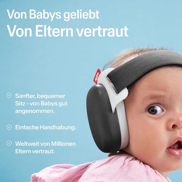 Захисні навушники Alpine Muffy Baby Klassik для дітей до 36 місяців - чорний колір. Безпечні, регульовані, запобігають пошкодженню слуху. Виготовлено в Німеччині.