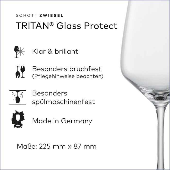 Бокали для червоного вина SCHOTT ZWIESEL Tulip, набір 4 шт, тритан-кристал, для вина, вироблено в Німеччині, можна мити в посудомийці