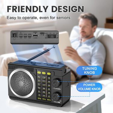 PRUNUS J-135 Радіо на сонячній енергії AM/FM/SW з акумулятором 1800mAh, Bluetooth 6.0, USB, TF-карта. Ностальгічне радіо-кофеварка для кемпінгу, надзвичайних ситуацій та активного відпочинку