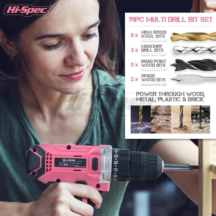 Набір інструментів Hi-Spec для жінок: акумуляторний дриль, 81 частина. Інструменти для дому, ремонту та творчості