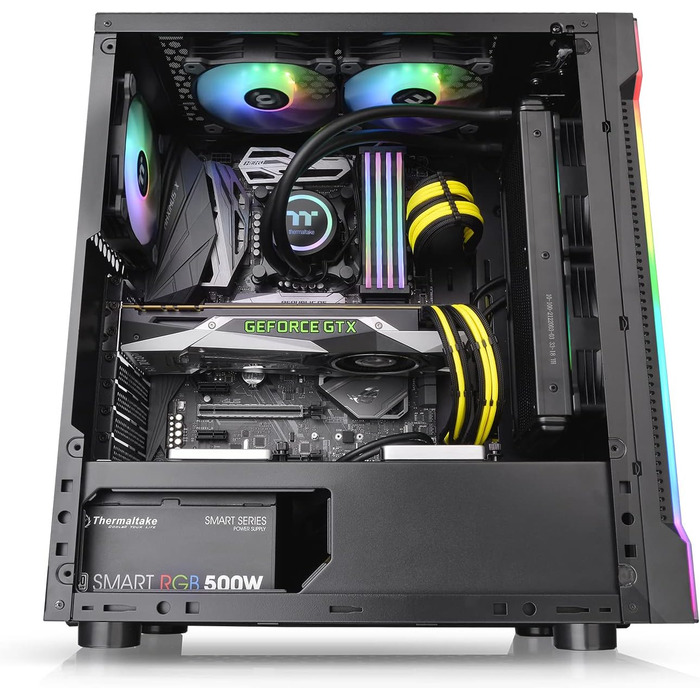 Корпус для ПК Thermaltake H200 TG RGB ATX з RGB підсвічуванням, скляна бічна панель, чорний | 120мм вентилятор в комплекті